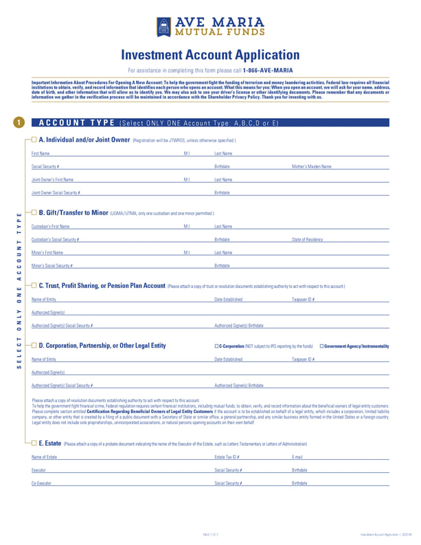 Investment Account Application