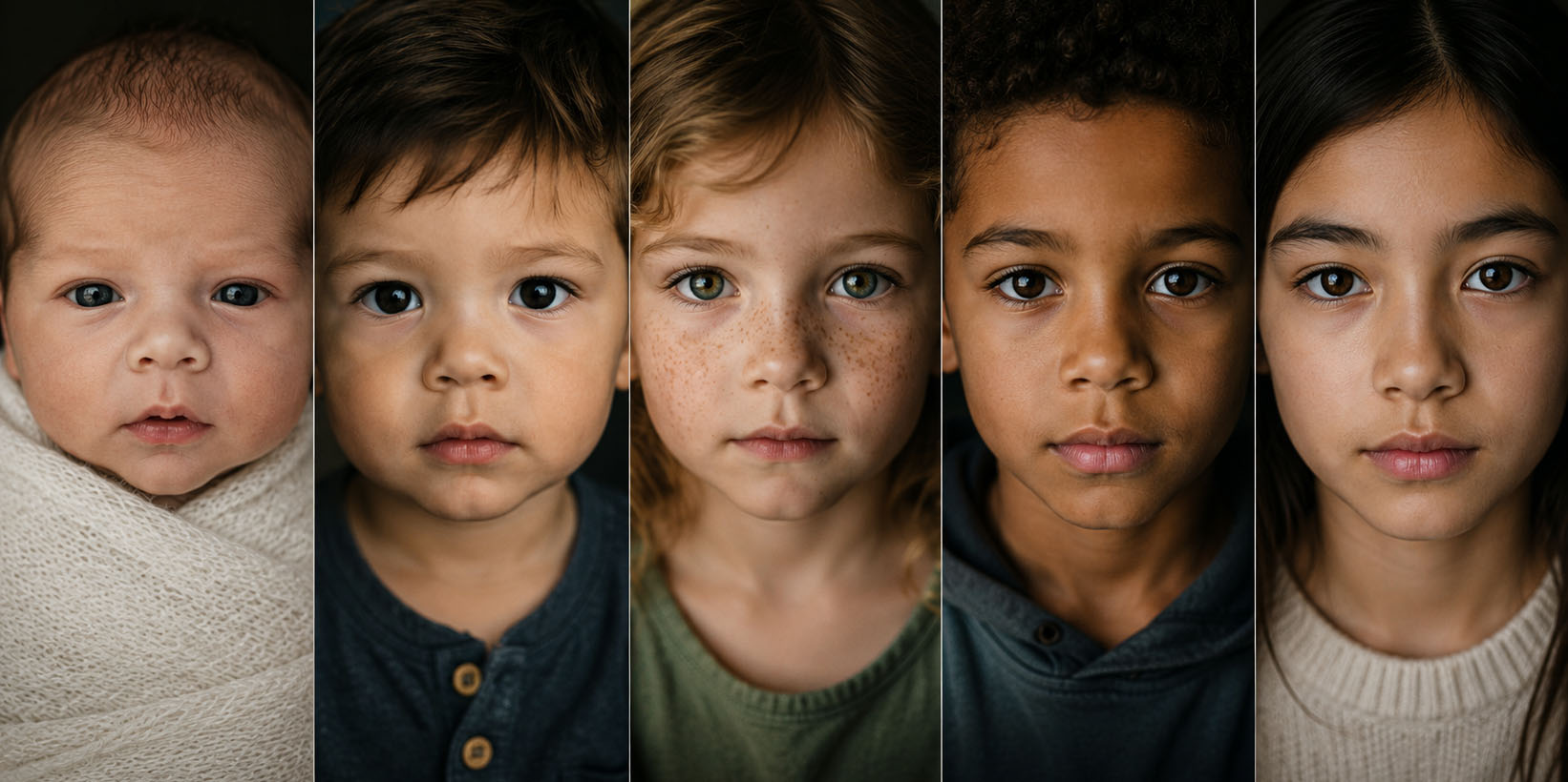 Children of different ages looking at the camera