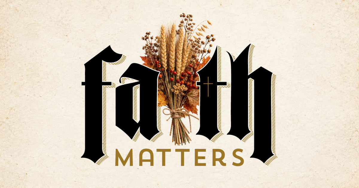 Faith Matters logo with autumn wheat and foliage