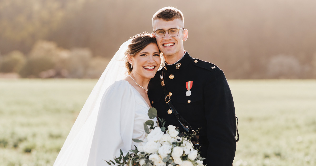 Barrett Moore and his wife on their wedding day