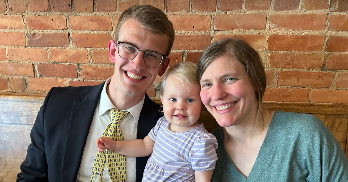 Barrett Moore with his wife and daughter
